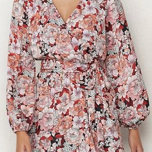 Lauren Conrad balloon sleeve wrap-front dress